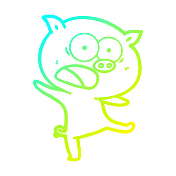 recommend clip art: cold gradient line drawing cartoon pig shouting