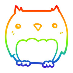 rainbow gradient line drawing cute cartoon owl