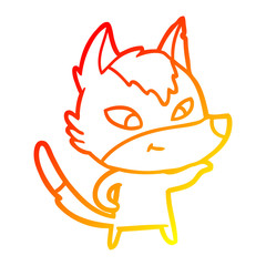 Obraz premium warm gradient line drawing friendly cartoon wolf