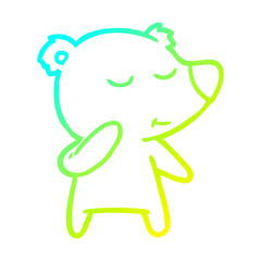 cold gradient line drawing cartoon polar bear considering