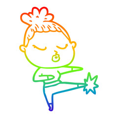 rainbow gradient line drawing cartoon calm woman