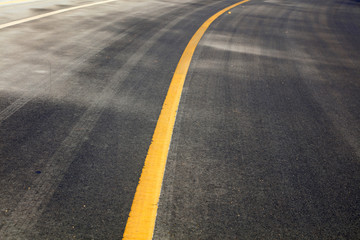 yellow lines on the road