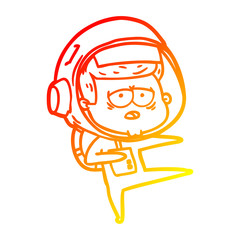 warm gradient line drawing cartoon tired astronaut