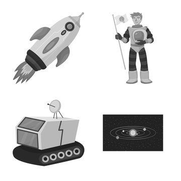 Vector design of universe and travels icon. Collection of universe and cosmic stock symbol for web.