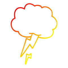 warm gradient line drawing cartoon thunder and lightening