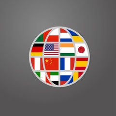 world color icon with countries flags vector