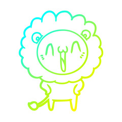 cold gradient line drawing happy cartoon lion