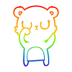 rainbow gradient line drawing peaceful cartoon bear