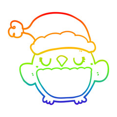 rainbow gradient line drawing cute christmas owl