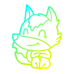 cold gradient line drawing friendly cartoon wolf