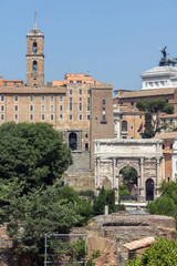 Obraz premium Panoramic view of Roman Forum in city of Rome