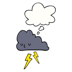 cartoon storm cloud and thought bubble