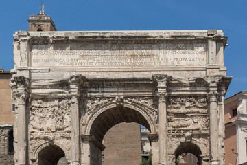 Fototapeta na wymiar Septimius Severus Arch at Roman Forum in city of Rome