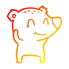 Obraz premium warm gradient line drawing smiling polar bear cartoon