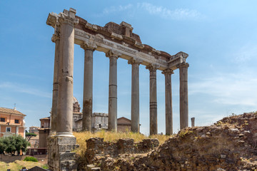Obraz premium Temple of Saturn and Capitoline Hill in city of Rome
