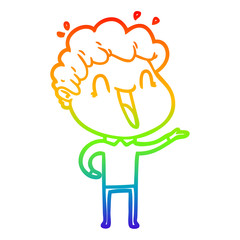 rainbow gradient line drawing cartoon happy man