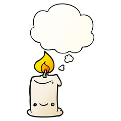 cartoon candle and thought bubble in smooth gradient style