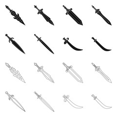 Isolated object of game and armor symbol. Collection of game and blade vector icon for stock.