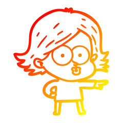 warm gradient line drawing cartoon girl pouting