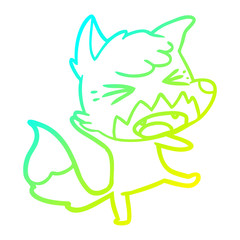 cold gradient line drawing angry cartoon fox