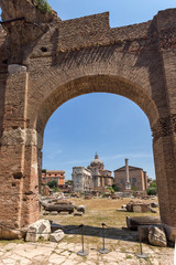 Obraz premium Panoramic view of Roman Forum in city of Rome