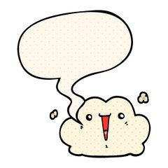 cute cartoon cloud and speech bubble in comic book style