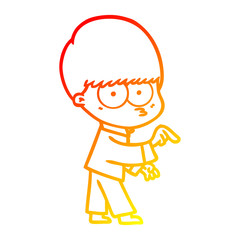 warm gradient line drawing nervous cartoon boy