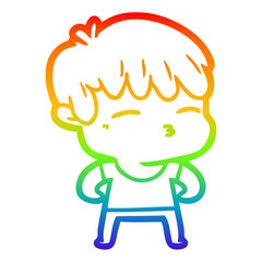 rainbow gradient line drawing cartoon curious boy