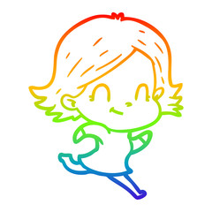 rainbow gradient line drawing cartoon friendly girl