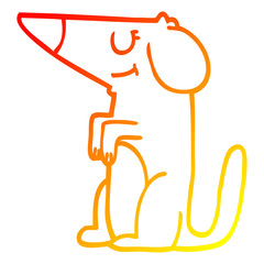 warm gradient line drawing cartoon well behaved dog