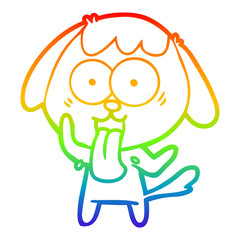 rainbow gradient line drawing cute cartoon dog
