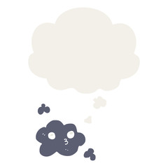 cute cartoon cloud and thought bubble in retro style