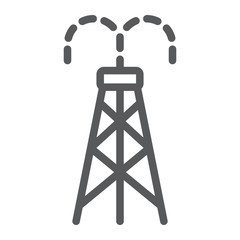 Oil derrick line icon, tower and industry, oil rig sign, vector graphics, a linear pattern on a white background.