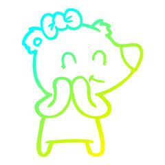 cold gradient line drawing shy female polar bear cartoon