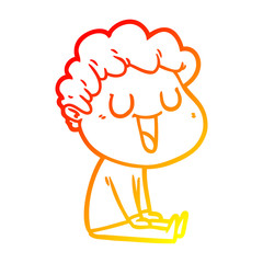 warm gradient line drawing laughing cartoon man