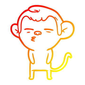 recommend clip art: warm gradient line drawing cartoon suspicious monkey
