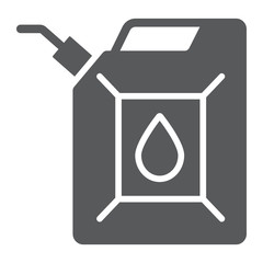 Jerrycan glyph icon, canister and container, fuel tank sign, vector graphics, a solid pattern on a white background.