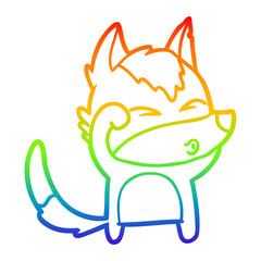 rainbow gradient line drawing cartoon wolf pouting