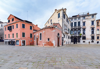 unusual beautiful buildings in the square in Venice