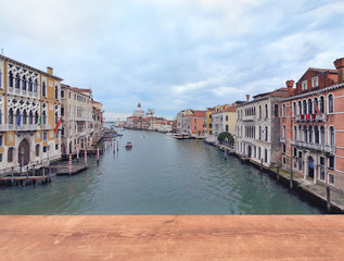 Fototapeta na wymiar Motor boats in Grand Canal waters of Venice.