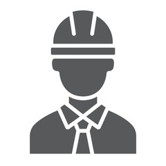 Oilman glyph icon, industy and man, worker sign, vector graphics, a solid pattern on a white background.