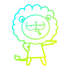 cold gradient line drawing cartoon bored lion