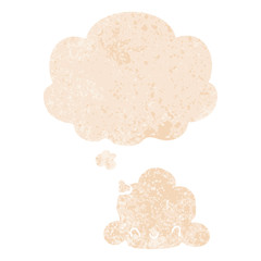 cartoon cloud and thought bubble in retro textured style