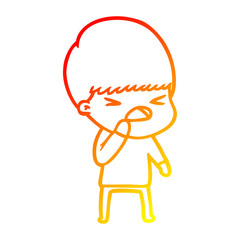 warm gradient line drawing cartoon stressed man