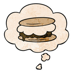 smore cartoon and thought bubble in grunge texture pattern style