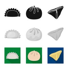 Vector illustration of products and cooking symbol. Set of products and appetizer vector icon for stock.