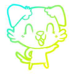 cold gradient line drawing laughing cartoon dog