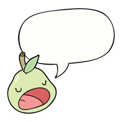 cute cartoon pear and speech bubble