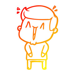 warm gradient line drawing cartoon excited man