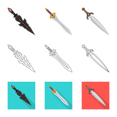 Vector illustration of game and armor sign. Collection of game and blade stock vector illustration.